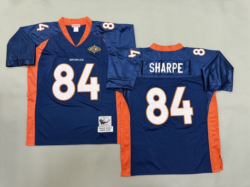 Men 2025 Denver Broncos #84 Sharpe blue Throwback Limited NFL Jersey style 001->denver broncos->NFL Jersey
